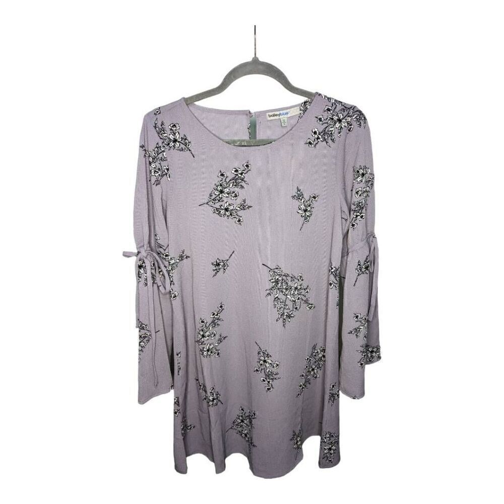 NWT Bailey Blue Junior Floral Long Open Sleeve Purple Tunic Top Women's Size Sma